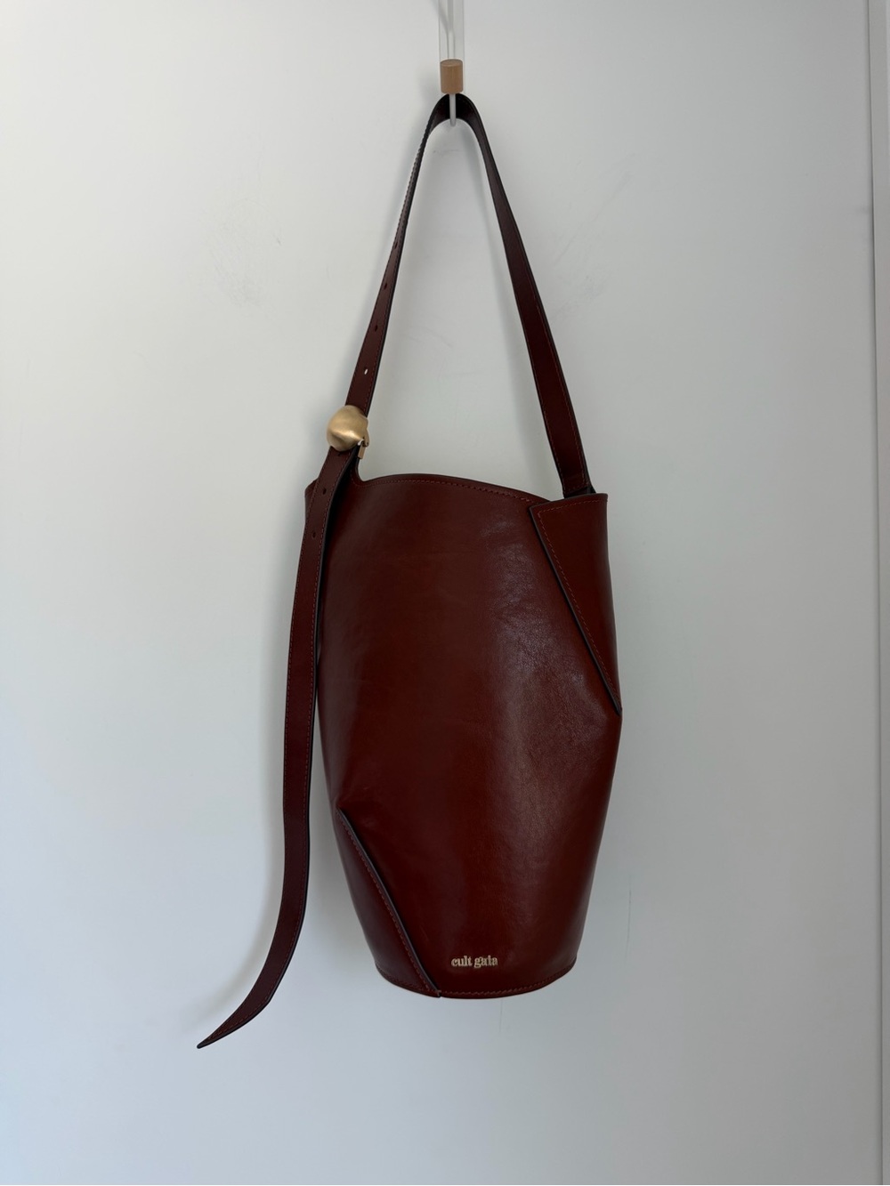 Cult Gaia Aldari Leather Shoulder Bag Cognac Brown - Picture 4 of 15